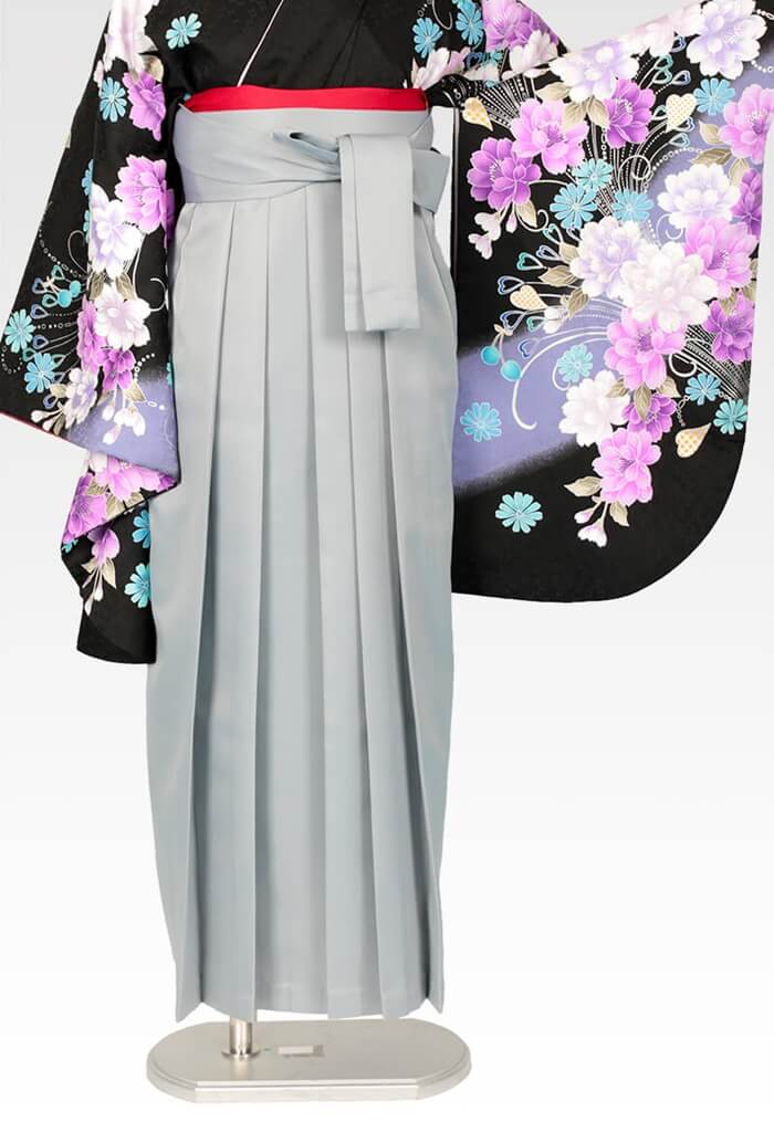 着物】anan黒×紫牡丹流泉+【袴】ホワイトグレー│27,500円で安心