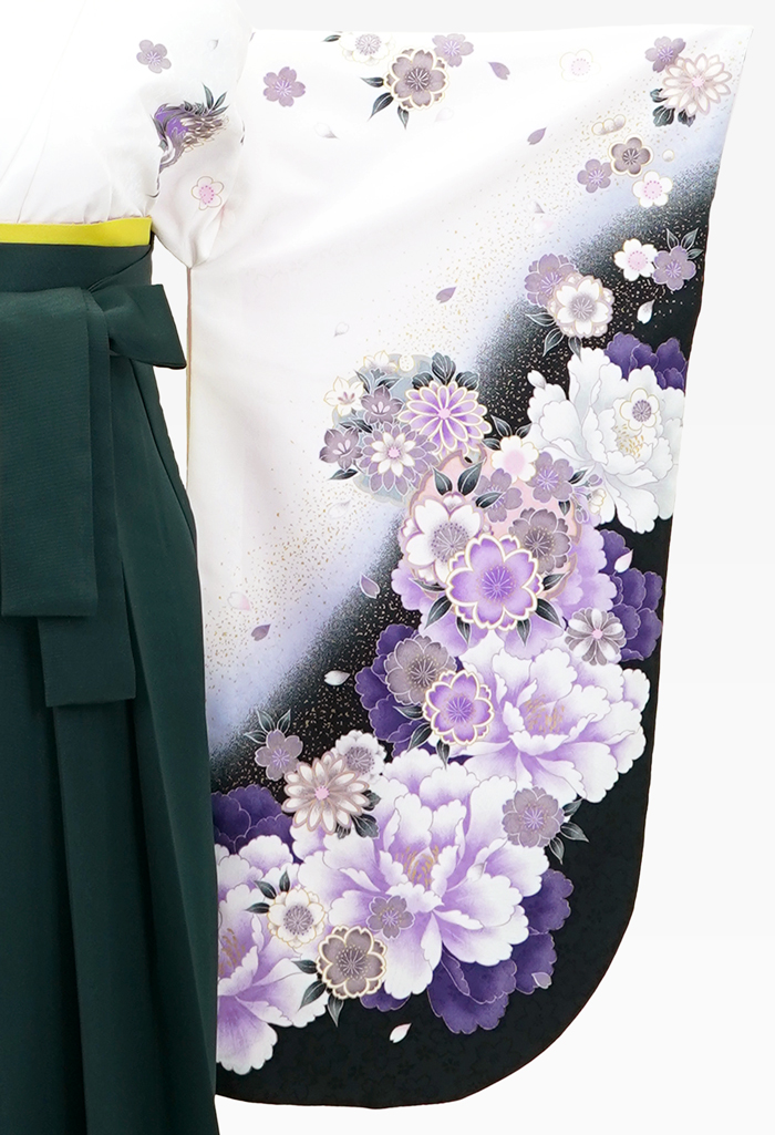 紫と白の花柄着物 身長130cm 重ね襟付き 楽天市場】130センチ 紫と白の