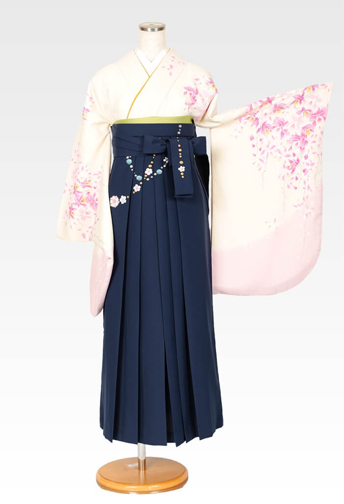 【卒業式袴レンタル/人気/安い/大学生/通販レンタル】清楚シンプル上品かわいいガーリー （オシャレ)　クリーム/ピンク/青/紺  BBB411_KOY213