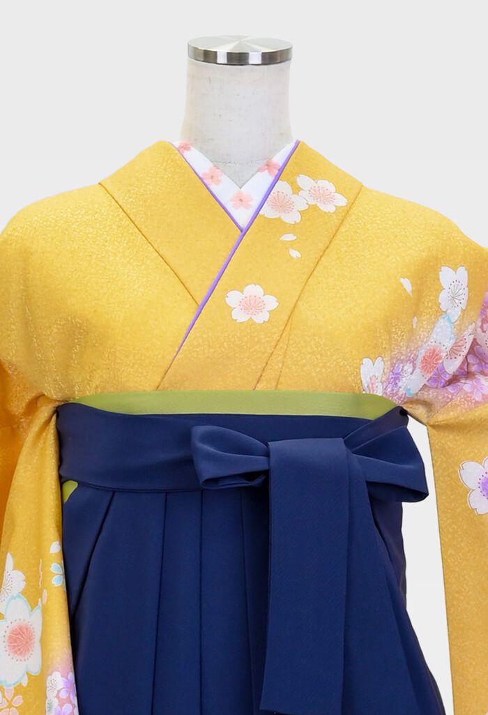 黄色の桜縞模様着物と灰袴のセット オビツ11 ねんどろいどどーる YMY 対応 袴と着物の型紙 - ぷちっとハウス - BOOTH