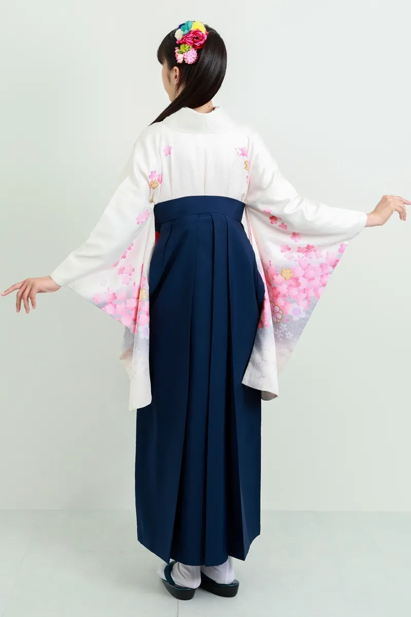 着物】白地にピンクグレーサクラ+【袴】コン│27,500円で安心